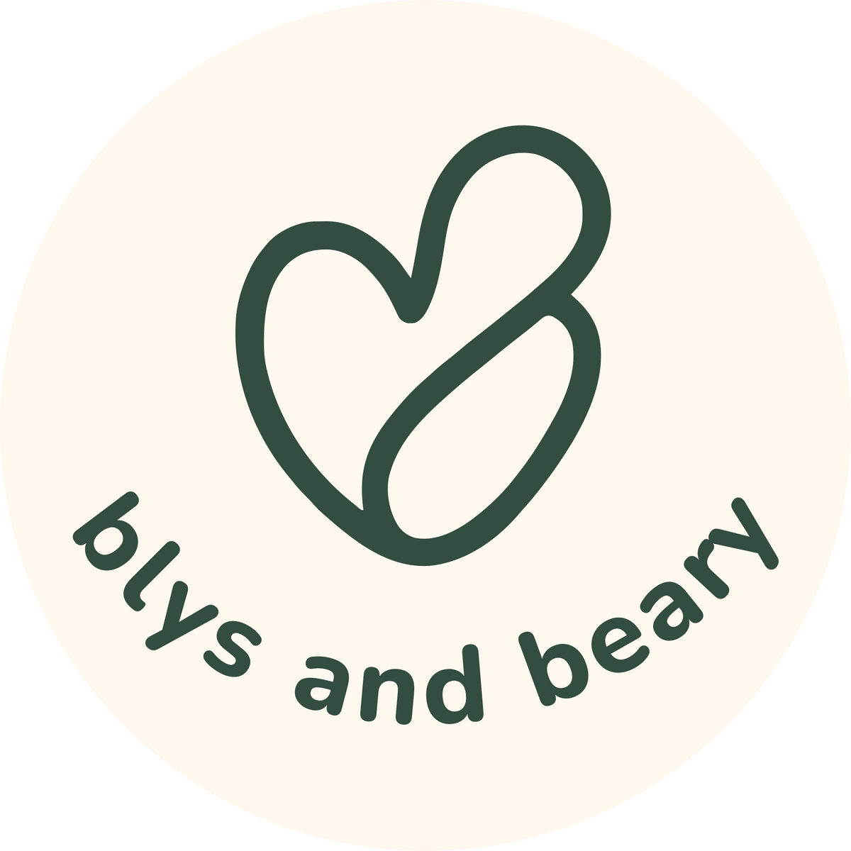 round cream blys and beary heart stamp