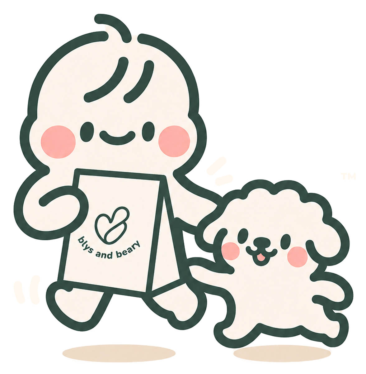 transparent baby blys and beary TM mascot artwork for dark fields